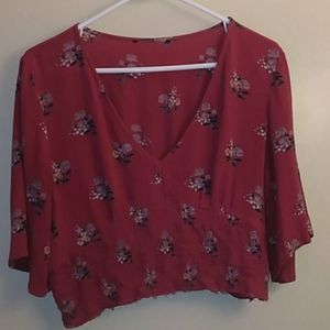 AE pink floral blouse